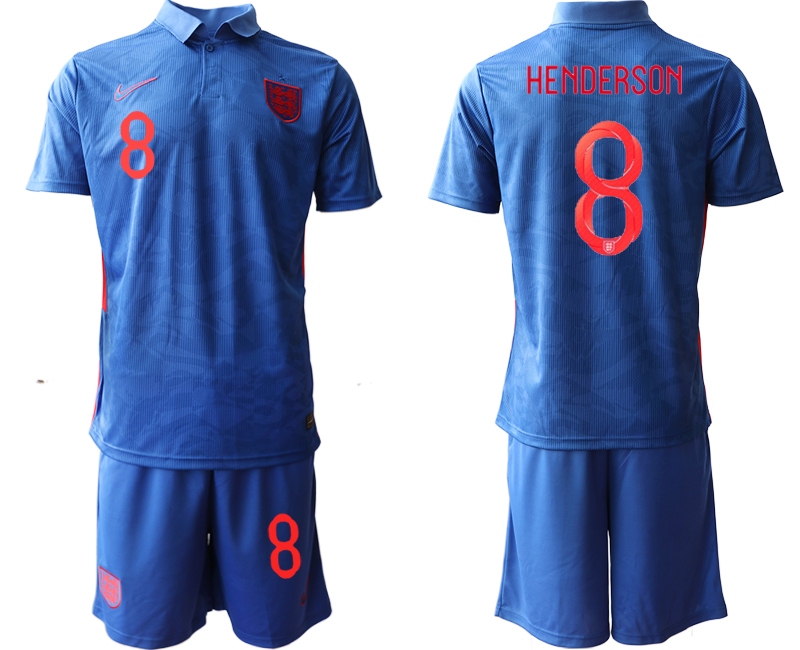 Men 2021 European Cup England away blue #8 Soccer Jersey